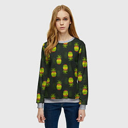 Свитшот женский Ананасовый паттерн, цвет: 3D-меланж — фото 2