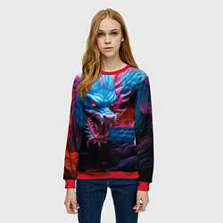 Свитшот женский Рогатый дракон, цвет: 3D-красный — фото 2