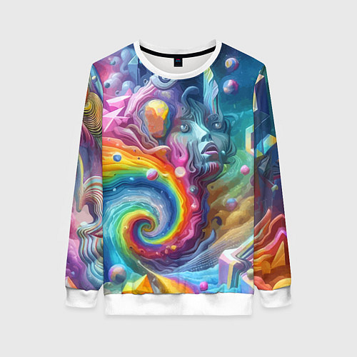 Женский свитшот Абстрактное граффити с лицом девушки / 3D-Белый – фото 1