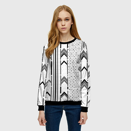 Женский свитшот Закулисье чёрно-белое / 3D-Черный – фото 3