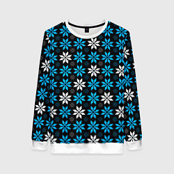 Женский свитшот Бело-голубые звёзды на чёрном фоне