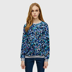 Свитшот женский Абстрактная текстура синий пёстрый, цвет: 3D-меланж — фото 2