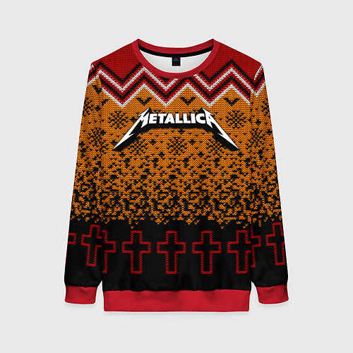 Женский свитшот Metallica christmas ugly sweater / 3D-Красный – фото 1