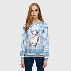 Свитшот женский Rei christmas sweater Evangelion, цвет: 3D-меланж — фото 2