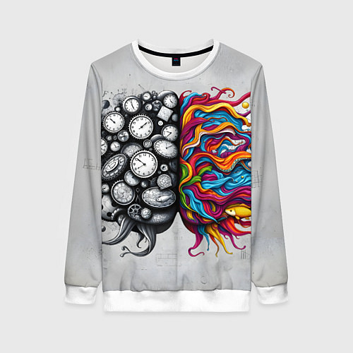 Женский свитшот Полушария мозга / 3D-Белый – фото 1