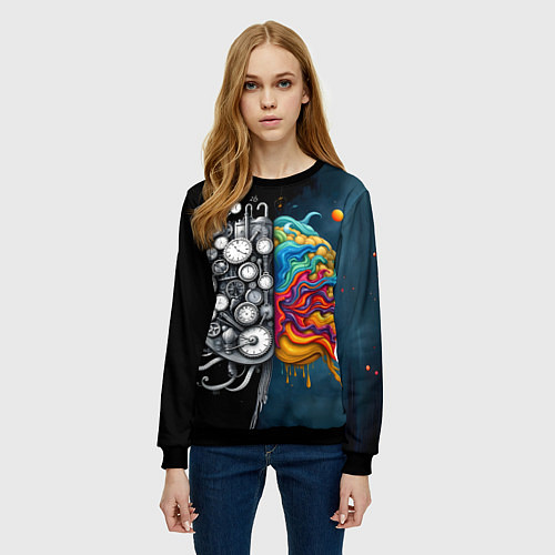 Женский свитшот Креативный мозг / 3D-Черный – фото 3