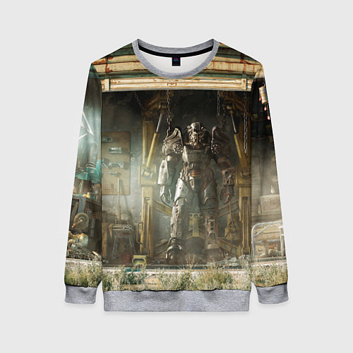 Женский свитшот Fallout - armour garage / 3D-Меланж – фото 1