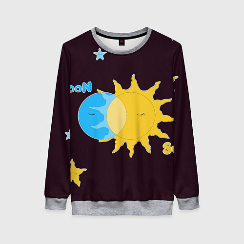 Женский свитшот Солнце и луна космос / 3D-Меланж – фото 1