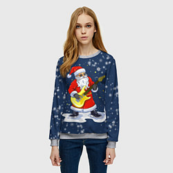 Свитшот женский Новогодний музыкант дед мороз, цвет: 3D-меланж — фото 2