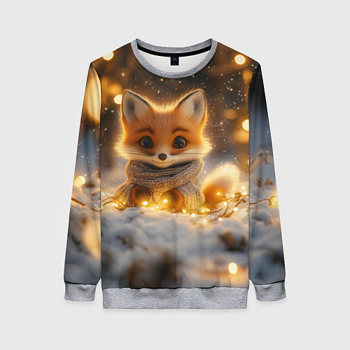 Женский свитшот Лисичка и огоньки / 3D-Меланж – фото 1