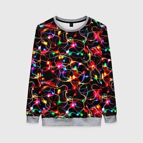Женский свитшот Новогодние гирлянды / 3D-Меланж – фото 1