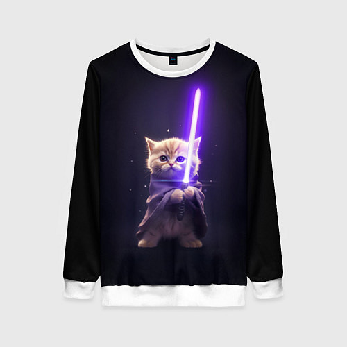 Женский свитшот Котик джедай / 3D-Белый – фото 1