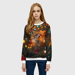 Свитшот женский Рыжая лисица в огоньках, цвет: 3D-белый — фото 2