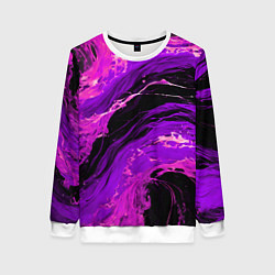 Женский свитшот Фиолетовые брызги на чёрном фоне
