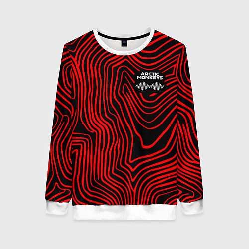 Женский свитшот Arctic Monkeys - красные линии / 3D-Белый – фото 1