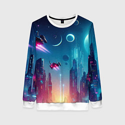 Женский свитшот Neon metropolis in the future - ai art fantasy