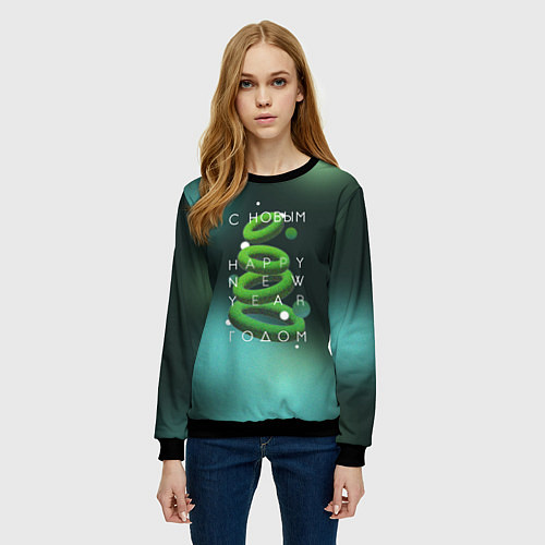Женский свитшот Абстрактная ёлка / 3D-Черный – фото 3