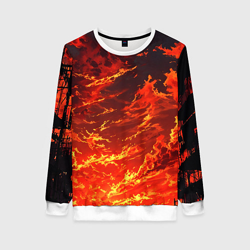Женский свитшот Багровый огненный закат / 3D-Белый – фото 1