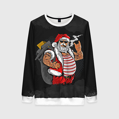 Женский свитшот Дед мороз панк / 3D-Белый – фото 1