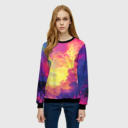 Свитшот женский Розовые облака на синем небе, цвет: 3D-черный — фото 2