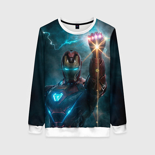 Женский свитшот Железный человек с перчаткой бесконечности / 3D-Белый – фото 1