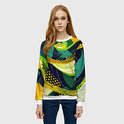Свитшот женский Змеиный паттерн, цвет: 3D-белый — фото 2