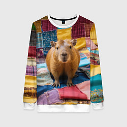 Женский свитшот Капибара и пэчворк