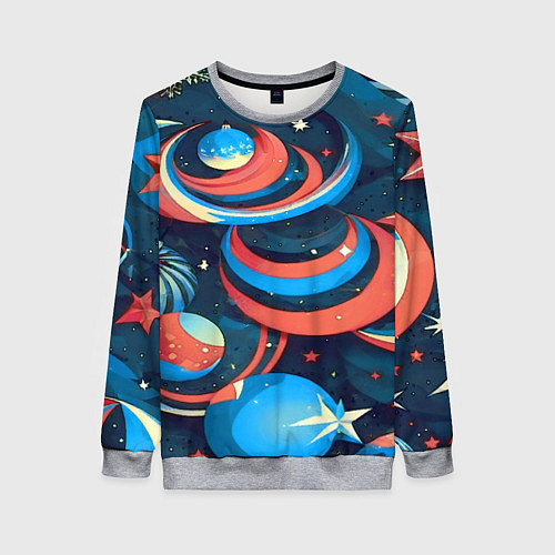 Женский свитшот Абстракция ёлочных игрушек / 3D-Меланж – фото 1