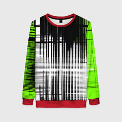 Женский свитшот Зелёно-чёрный гранж на белом фоне