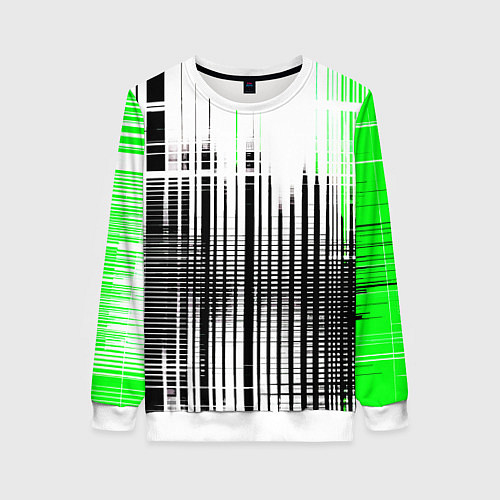 Женский свитшот Зелёно-чёрный гранж на белом фоне / 3D-Белый – фото 1