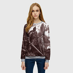 Свитшот женский Иллюстрация боевого рыцаря, цвет: 3D-меланж — фото 2