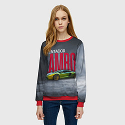 Свитшот женский Итальянский гиперкар Lambo Aventador, цвет: 3D-красный — фото 2
