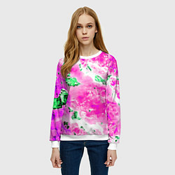 Свитшот женский Розово-зелёная абстракция, цвет: 3D-белый — фото 2