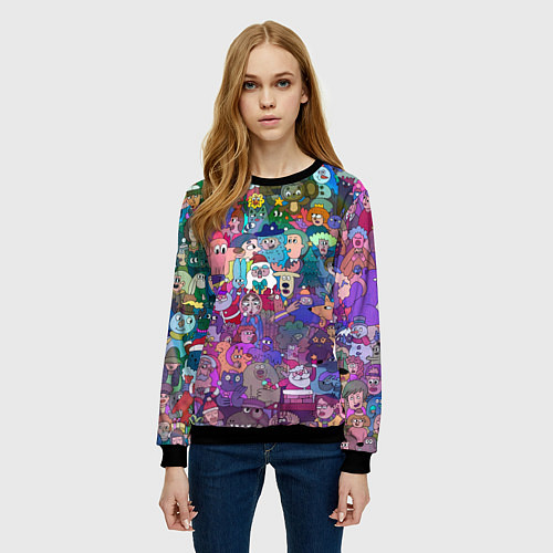 Женский свитшот Новогодний виммельбух / 3D-Черный – фото 3
