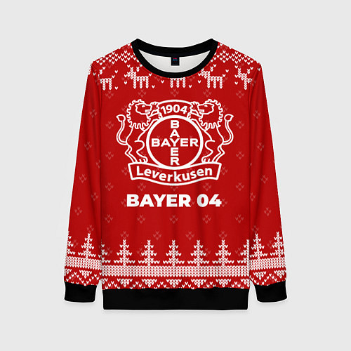 Женский свитшот Новогодний Bayer 04 с оленями / 3D-Черный – фото 1