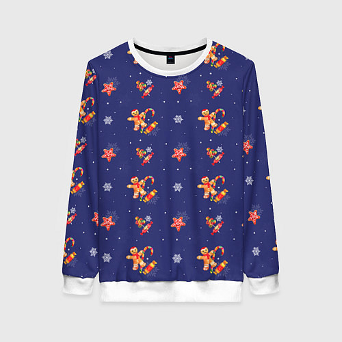 Женский свитшот Сладости и снег / 3D-Белый – фото 1