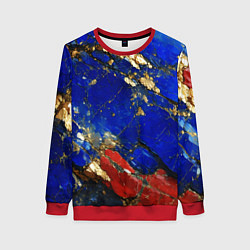 Женский свитшот Золотой и красный минерал в синем камне