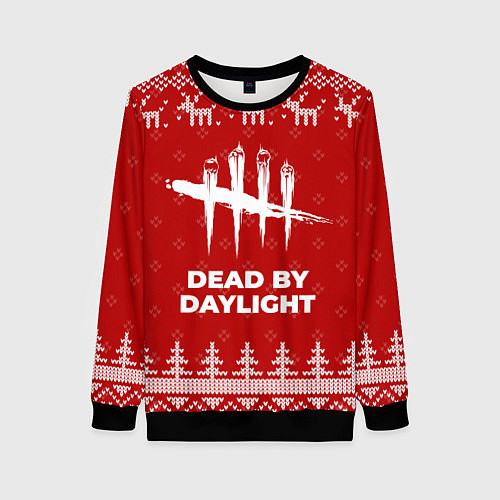 Женский свитшот Новогодний Dead by Daylight с оленями / 3D-Черный – фото 1