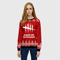 Свитшот женский Новогодний Dead by Daylight с оленями, цвет: 3D-черный — фото 2