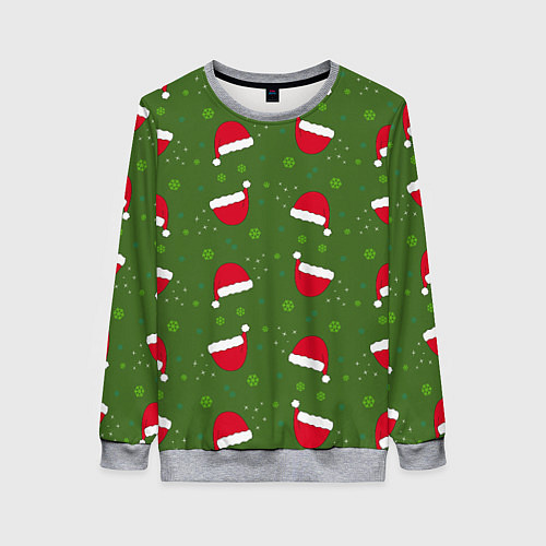 Женский свитшот Шапка Санты / 3D-Меланж – фото 1