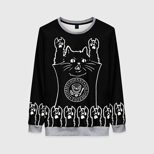 Женский свитшот Ramones: cat rock / 3D-Меланж – фото 1