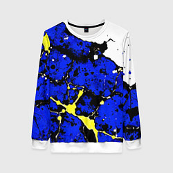 Женский свитшот Сине-жёлтая абстракция на белом фоне