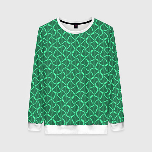 Женский свитшот Зелёный нефритовый искажение / 3D-Белый – фото 1