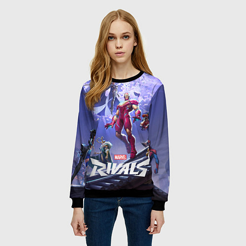 Женский свитшот Герои Marvel rivals / 3D-Черный – фото 3