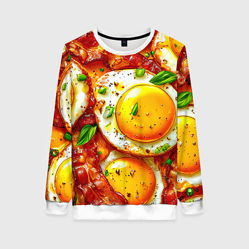 Женский свитшот Яичница с беконом / 3D-Белый – фото 1
