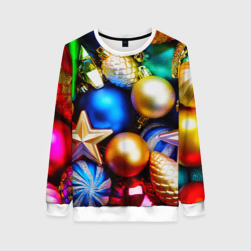 Женский свитшот Новогодние украшения / 3D-Белый – фото 1