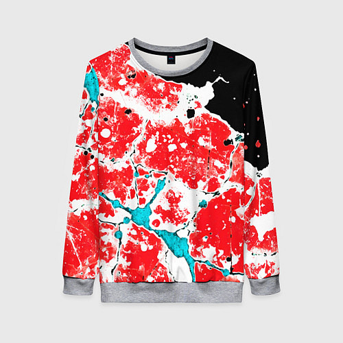 Женский свитшот Сине красная абстракция на чёрном фоне / 3D-Меланж – фото 1