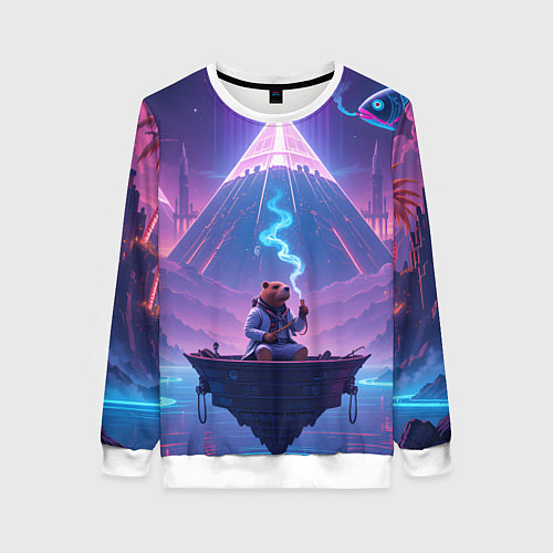 Женский свитшот Психоделическая капибара / 3D-Белый – фото 1