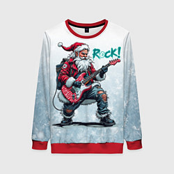 Свитшот женский Санта с гитарой, цвет: 3D-красный