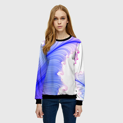 Женский свитшот Узоры неон фрактал / 3D-Черный – фото 3